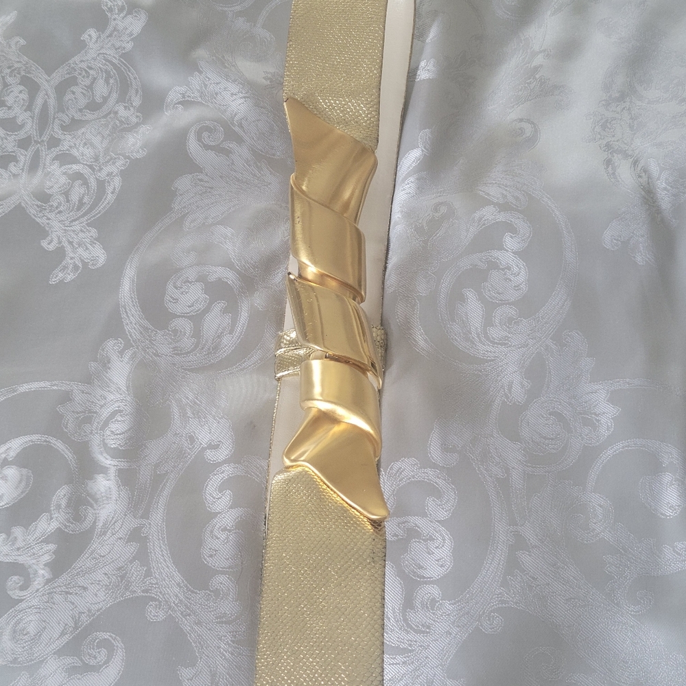 Judith Leiber Gold Lizard Women's Belt With Gold Color Buckle 38 - Picture 3 of 12